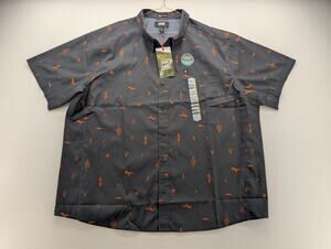 NWT Men's AKHG Mountain Stream Relaxed Fit Short Sleeve Shirt in Ink size 2XL